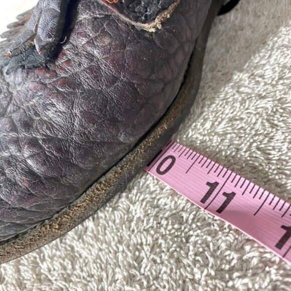 Vintage Justin Boots Pebbled Brown Burgundy Leather Packer Boots 7 - Picture 13 of 15